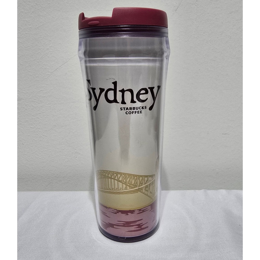Starbucks Sydney Global Icon Series Tumbler Travel Mug 12oz Burgundy 2008 City